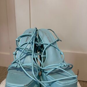 Chic Light Blue 6in Strappy Heels